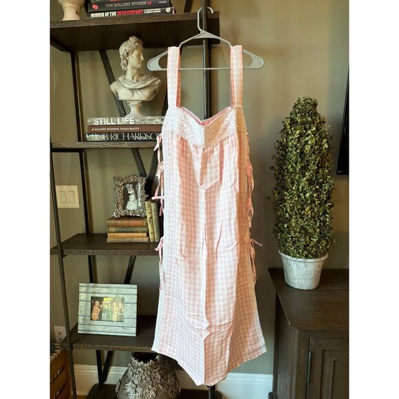 Sleeper Greta Layered Gingham Midi Dress Pink Vichy Womens Size Large - Picture 5 of 9